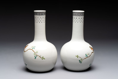Six Chinese famille rose vases, 20th C.