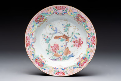 A set of 12 Chinese famille rose plates with squirrels among grapes and peonies, Qianlong