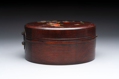 A Chinese hardstone and mother-of-pearl embellished huanghuali box, 19th C.