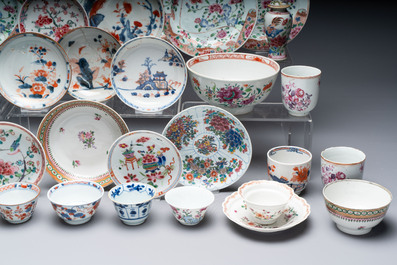 A collection of 37 Chinese blue, white, famille rose and verte wares, Kangxi/Qianlong
