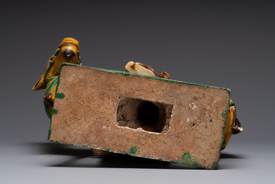 A Chinese sancai-glazed 'Shoulao riding a deer' group, Qing