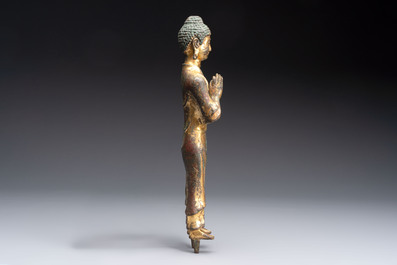 A fine Chinese gilt-bronze standing Buddha, Dali Kingdom, Yunnan, 11/12th C.