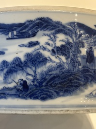A rare Chinese blue and white cylindrical box and cover for the Thai or Vietnamese market, Jin Tang Fa Ji 錦堂發記 mark, Daoguang