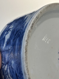 A rare Chinese blue and white cylindrical box and cover for the Thai or Vietnamese market, Jin Tang Fa Ji 錦堂發記 mark, Daoguang