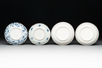Six Chinese blue and white cups and seven saucers, 18/19th C.