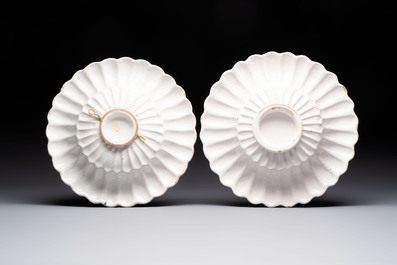 A pair of white Dutch Delft gadrooned dishes, 17th C.