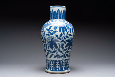 A Chinese blue and white 'dragon' vase, 19th C.