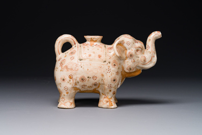 A rare Annamese or Vietnamese polychrome-enamelled 'elephant' jug, 16th C.