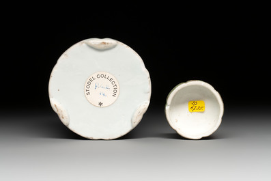 A fine Chinese famille rose tea caddy and a pattipan or teapot stand, Yongzheng/Qianlong