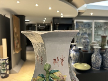 A Chinese hexagonal qianjiang cai vase, signed Wang Qi 王琦, dated 1913
