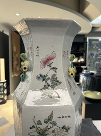 A Chinese hexagonal qianjiang cai vase, signed Wang Qi 王琦, dated 1913