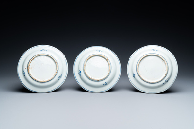 Six Chinese blue and white ko-sometsuke 'ox' plates for the Japanese market, late Ming