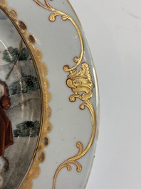 A fine Chinese famille rose 'The judgement of Paris' plate, Qianlong