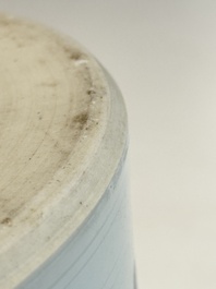 A large Chinese blue and white 'birds, bamboo and flowers' brush pot, Transitional period