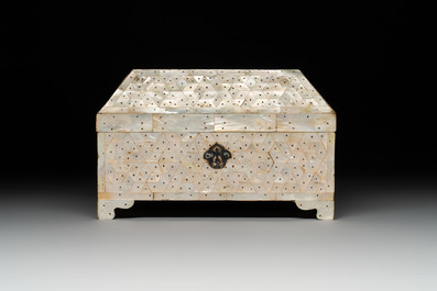 An Indo-Portuguese mother-of-pearl casket, Gujarat, 18th C.