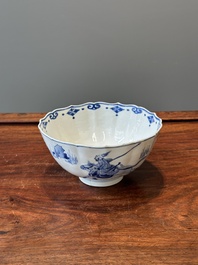 A Chinese blue and white 'Mongolian hunting scene' bowl, Chenghua mark, Kangxi