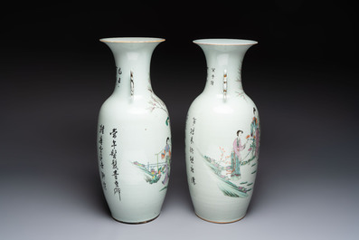 Two Chinese famille rose vases, signed Chen Shitai 陳時泰 and Huang Zhengshun 黃正順, 19/20th C.