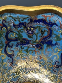 A Chinese flower-shaped cloisonn&eacute; 'dragon' bowl, Qianlong