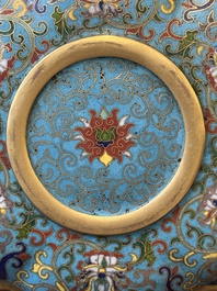 A Chinese flower-shaped cloisonn&eacute; 'dragon' bowl, Qianlong