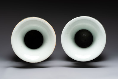Two Chinese famille rose vases, signed Chen Shitai 陳時泰 and Huang Zhengshun 黃正順, 19/20th C.