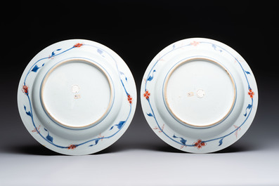 A pair of Chinese famille rose 'rooster' dishes, Yongzheng