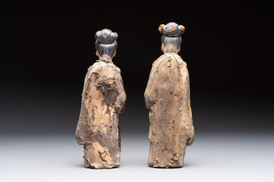 Three Chinese sancai-glazed figures of deities, Ming