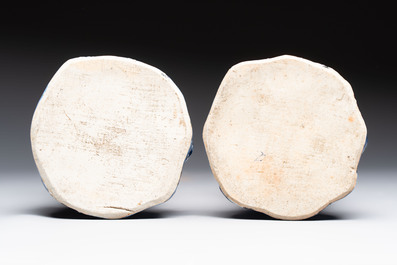 A pair of Chinese blue and white stands after Meissen example, Qianlong