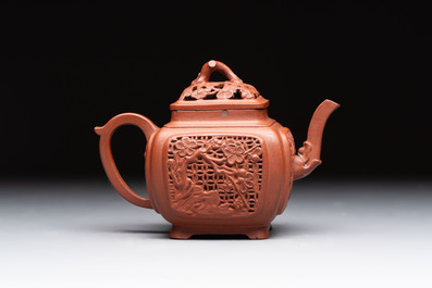 A Chinese famille rose capucin-brown-ground teapot and a Yixing stoneware teapot, Kangxi/Qianlong
