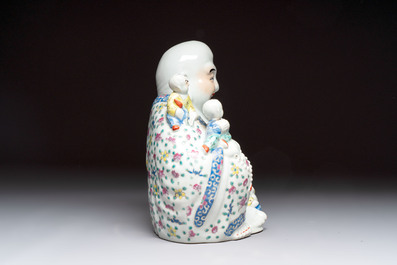A Chinese famille rose Milefo Buddha, a famille verte jar, and a conical bowl, Zhu Mao Ji 朱茂記造 mark, 19/20th C.