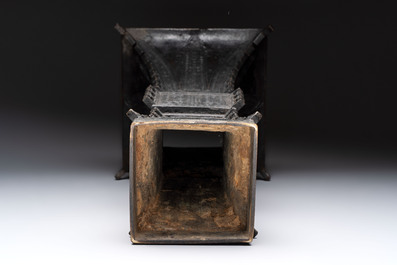 A Chinese bronze 'zun' vase with taotie design, Ming