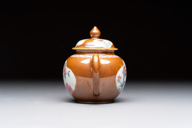 A Chinese famille rose capucin-brown-ground teapot and a Yixing stoneware teapot, Kangxi/Qianlong