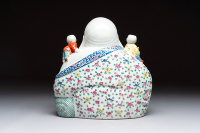 A Chinese famille rose Milefo Buddha, a famille verte jar, and a conical bowl, Zhu Mao Ji 朱茂記造 mark, 19/20th C.
