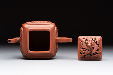 A Chinese famille rose capucin-brown-ground teapot and a Yixing stoneware teapot, Kangxi/Qianlong