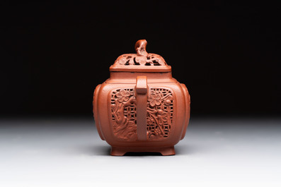 A Chinese famille rose capucin-brown-ground teapot and a Yixing stoneware teapot, Kangxi/Qianlong