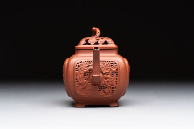 A Chinese famille rose capucin-brown-ground teapot and a Yixing stoneware teapot, Kangxi/Qianlong