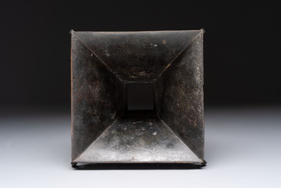 A Chinese bronze 'zun' vase with taotie design, Ming