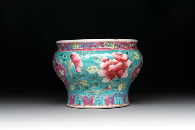 A Chinese famille rose bowl and a teapot for the Straits or Peranakan market, 19th C.