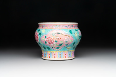 A Chinese famille rose turquoise-ground bowl for the Straits or Peranakan market, 19th C.