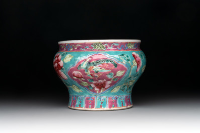 A Chinese famille rose bowl and a teapot for the Straits or Peranakan market, 19th C.