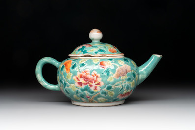 A Chinese famille rose bowl and a teapot for the Straits or Peranakan market, 19th C.