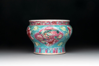 A Chinese famille rose bowl and a teapot for the Straits or Peranakan market, 19th C.