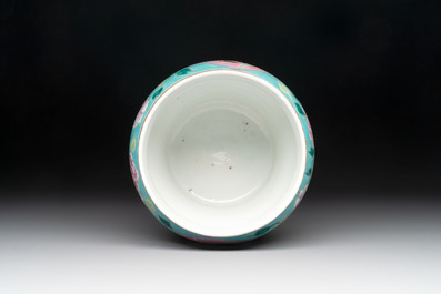 A Chinese famille rose turquoise-ground bowl for the Straits or Peranakan market, 19th C.