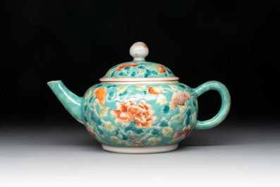 A Chinese famille rose bowl and a teapot for the Straits or Peranakan market, 19th C.