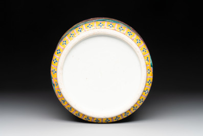 A Chinese famille rose turquoise-ground jardini&egrave;re for the Straits or Peranakan market, 19th C.