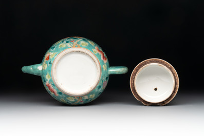 A Chinese famille rose bowl and a teapot for the Straits or Peranakan market, 19th C.