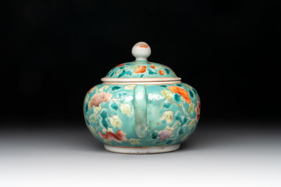 A Chinese famille rose bowl and a teapot for the Straits or Peranakan market, 19th C.