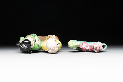A Chinese famille rose 'mandarin' group and a 'qilin' water dropper, Qianlong