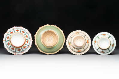 Six Chinese Thai market Bencharong-style wares and two Thai Sawankhalok wares, 15/19th C.
