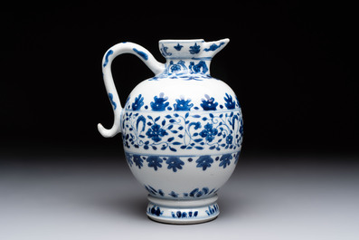 A Chinese blue and white ovoid jug after a Southern European example, Kangxi