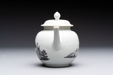 A Chinese grisaille 'Scheveningen, Workum and Voorschoote' teapot, Qianlong